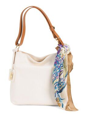 VALENTINA Made In Italy Leather Hobo Bag With Multi Compartments